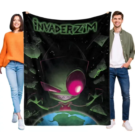 Discover Invader ZIM Fleece Blanket Birthday Gift