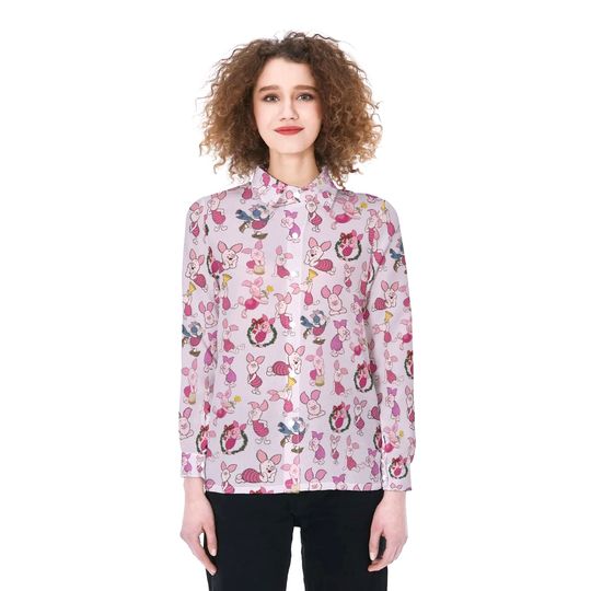 Discover Cute Pig Linen Shirt, Pig Women Casual Shirt
