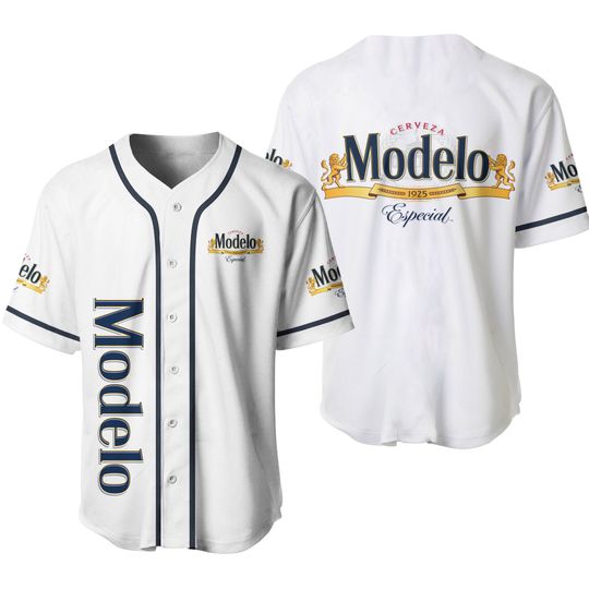 Discover White Modelo Especial Beer Christmas Baseball Jersey