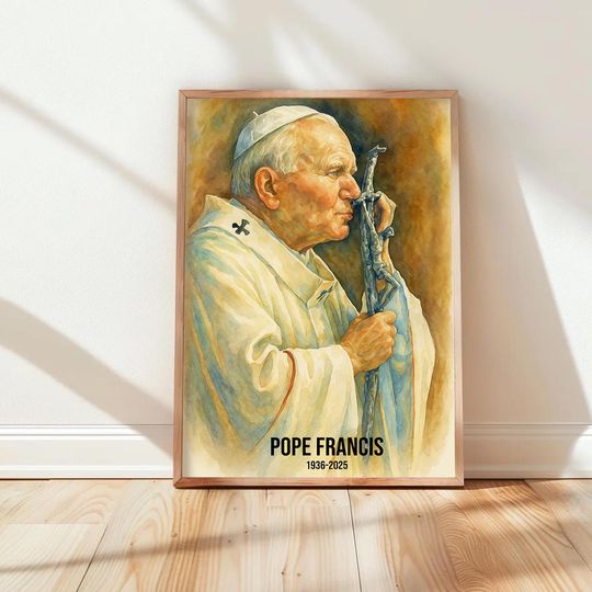 Discover Pope Francis Watercolor Portrait  Catholic Memorial Poster
