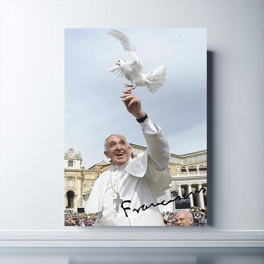 Discover Pope Francis With The Pigeon In His Hand Picture Celebrity Poster