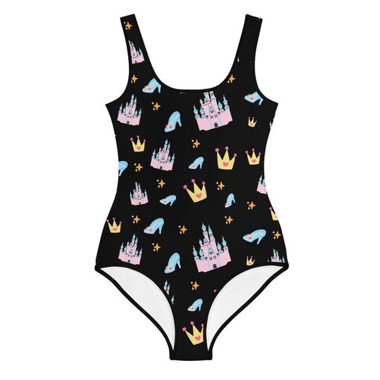 Discover Castle Girls Swimsuit - Modest Teen One Piece - Tiara & High Heels Princess Swim Suit