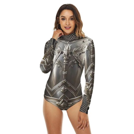 Discover Knight in Shining Armor Turtleneck Bodysuit With Puff Sleeve