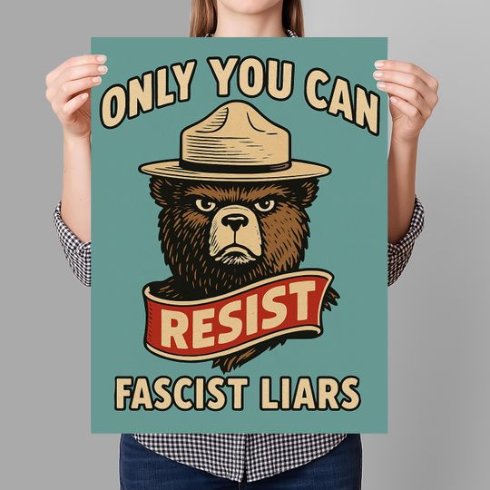 Discover Bear Resist Fascist Liars Protest Sign PRINTABLE, Anti-Trump Protest Poster Sign