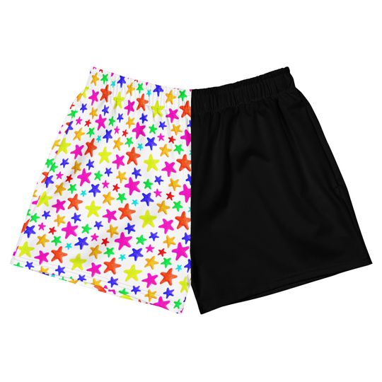 Discover Colorful Star Split Black and White Unisex Athletic Shorts