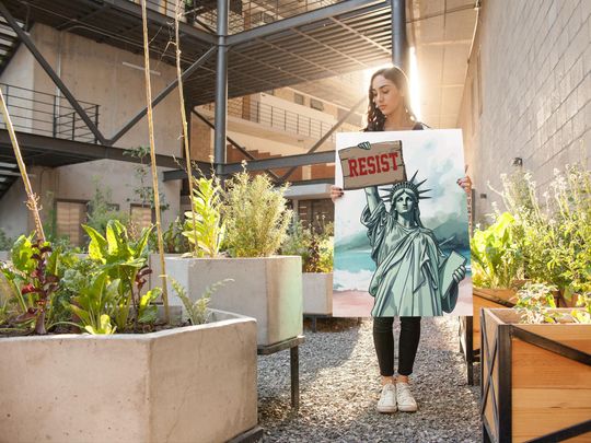 Discover Statue Liberty Resist Board Poster, Anti Trump Resistance Nope To Fascism Poster