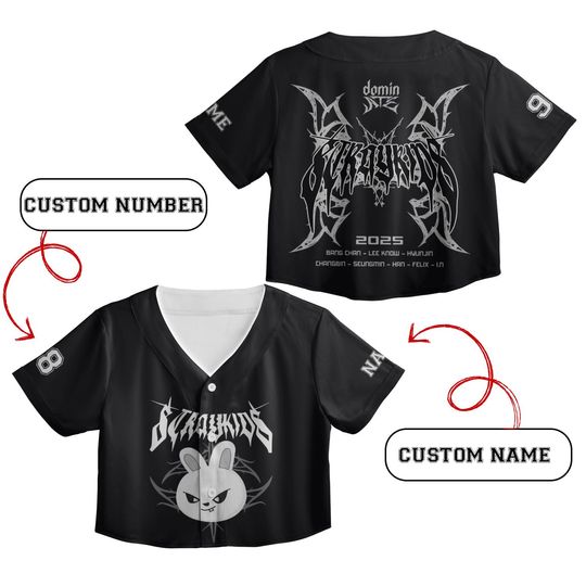 Discover Personalized Straykids Crop Top Jersey, Stray Kids Dominate World Tour 2025 Jersey