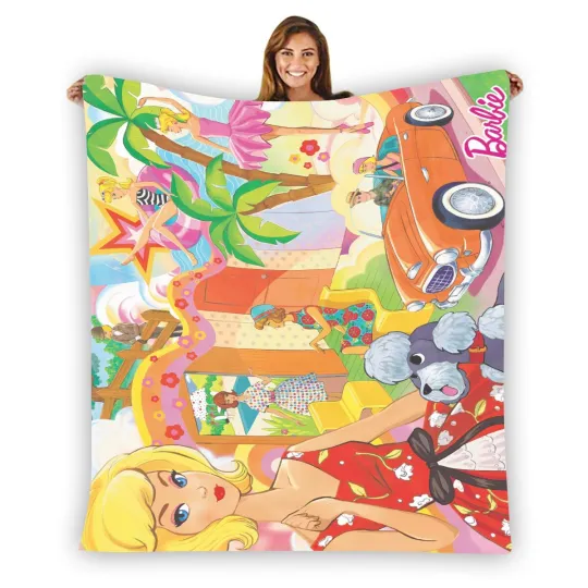 Discover Barbie Classic Retro Soft Warm Fleece Blanket