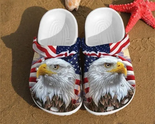 Discover Eagle America Flag Gift For Fan Rubber Clog Shoes Comfy Footwear