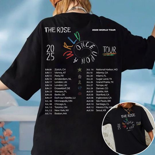 Discover The Rose Once Upon AWRLD World Tour 2025 T-shirt, The Rose WRLD Road Map Shirt