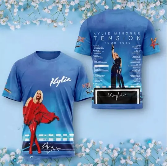 Discover 3D Kylie Minogue Tension Tour 2025 T Shirt