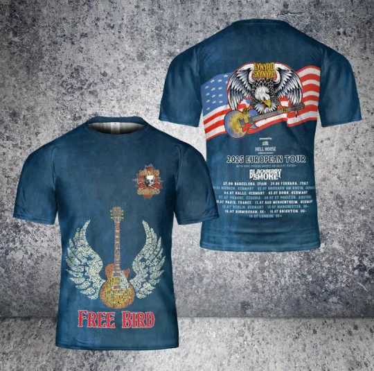Discover Lynyrd Skynyrd Free Bird 2025 European Tour AOP 3D T-Shirt