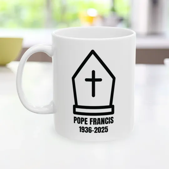 Discover Pope Francis Mug, 1936-2025 Memorial RIP Keepsake 11oz Cup, Gift for Catholics