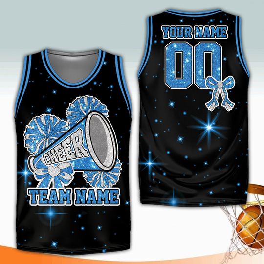 Discover Personalized Coquette Bow Cheer Basketball Jersey, Custom Name Ribbon Cheerleading Shirt