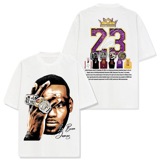 Discover LeBron James Pattern Printed Short Sleeve T-shirt Pure Cotton Crew Neck Men's and Women's Trend Top Sports Summer