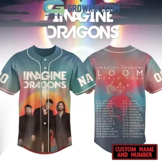 Discover Imagine Dragons Loom World Tour 2025 Personalized Baseball Jersey Shirt For Fans