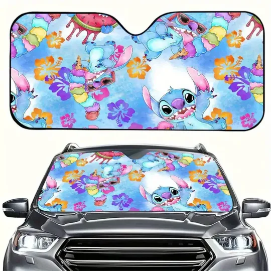 Discover Cute Stitchh With Ice Cream Lilo & Stitchh Summer Vibes Car Windshield Sun Shade