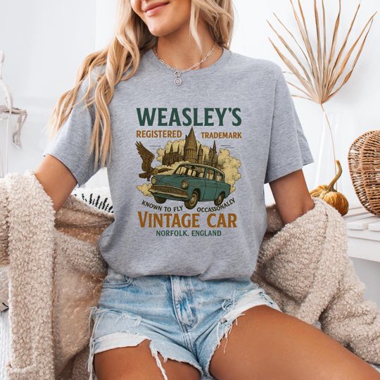 Discover Wizard Flying Car Shirt, Vintage Style Weasley Car Tee, Bookish Wizard Shirt