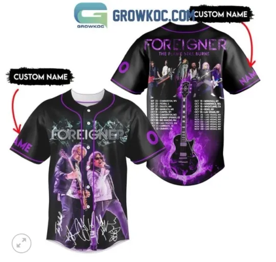 Discover Custom Foreigner The Flames Still Burns baseball jersey