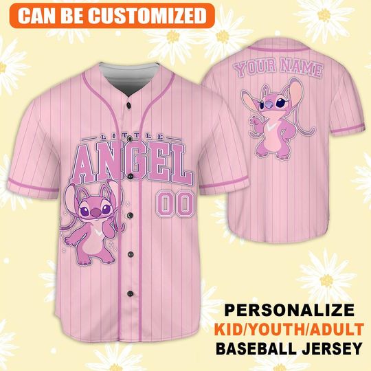 Discover Custom Disneyyy Stitchh Angel Baseball, Custom Kid Youth Adult Disneyyy Jersey