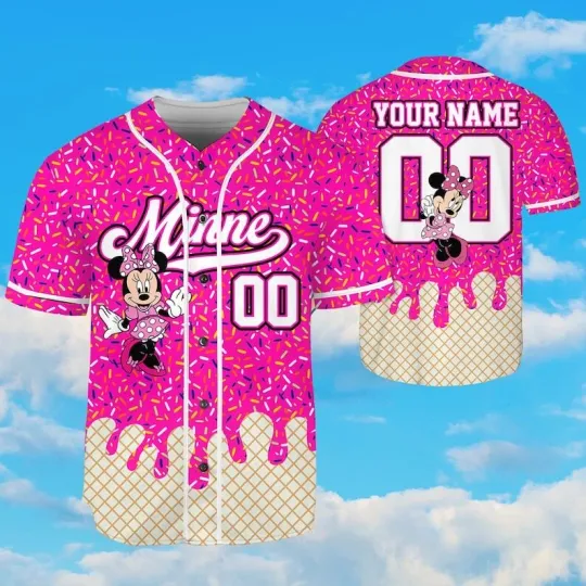 Discover Personalized Cute Mickeyy mouse Ice Cream Baseball Jersey Shirt
