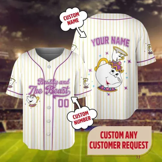 Discover Personalized Mrs Potts And Chip Beautyy and The Beastt Baseball Jersey Shirt