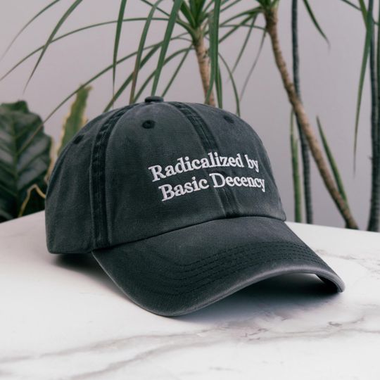 Discover Embroidered Radicalized by Basic Decency Hat, Social Justice Activism Hat, Perfect Gift
