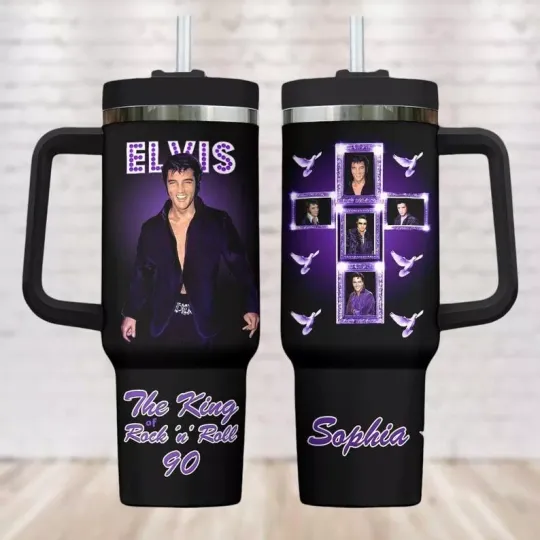 Discover Elvis Presley Tumbler 40Oz, The King Of Rock N Roll Tumbler, Custom Name Tumbler