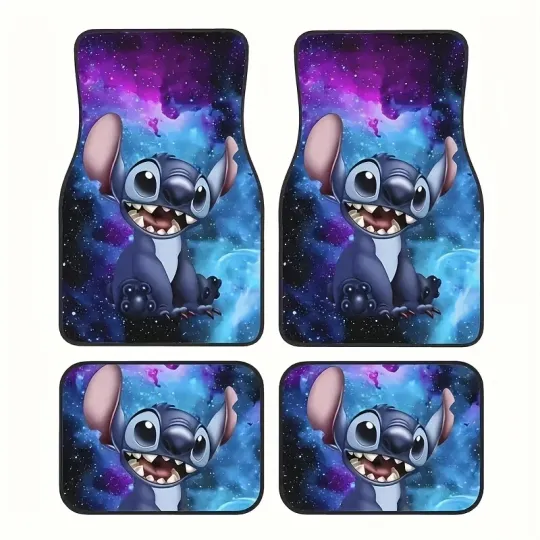 Discover Disneyyy Stitchh Car Floor Mat Carpet Four-piece Set, Stain-resistant Floor Mat