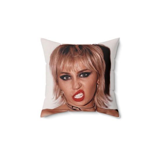 Discover Double Sided Miley Cyrus Mullet Era Spun Polyester Square Pillow