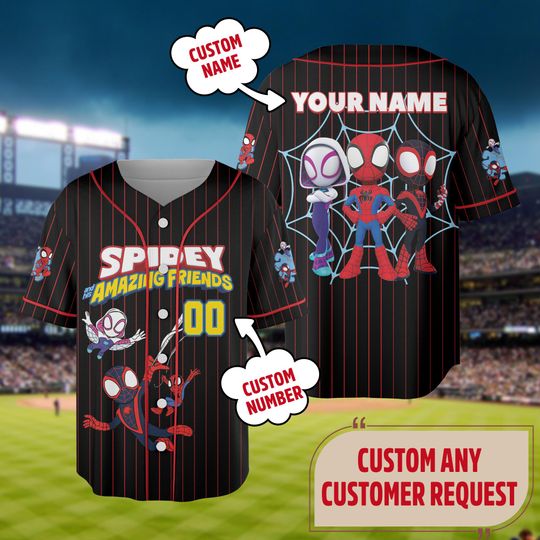 Discover Custom Spidey And His Amazing Friends Baseball Jersey, Custom Spider Verse Baseball Jersey