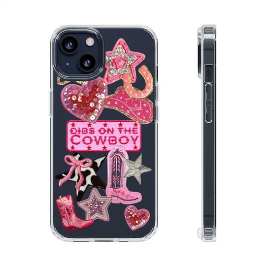 Discover Clear Phone Case with Western Patch Collage
