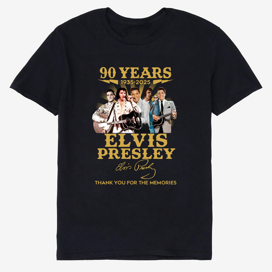 Discover Elvis Presley 90 Years Signature 1935-2025 T-Shirt