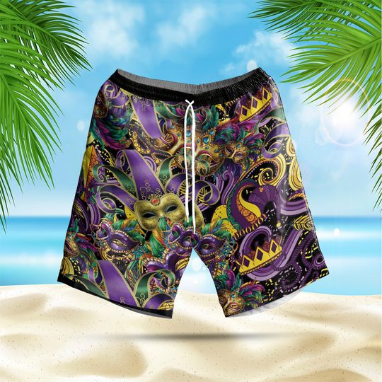 Discover Mens Athletic Shorts - Mardi Gras #1 - New Orleans Party Beads