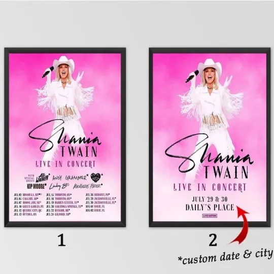 Discover Shania Twain 2025 Summer Tour Poster