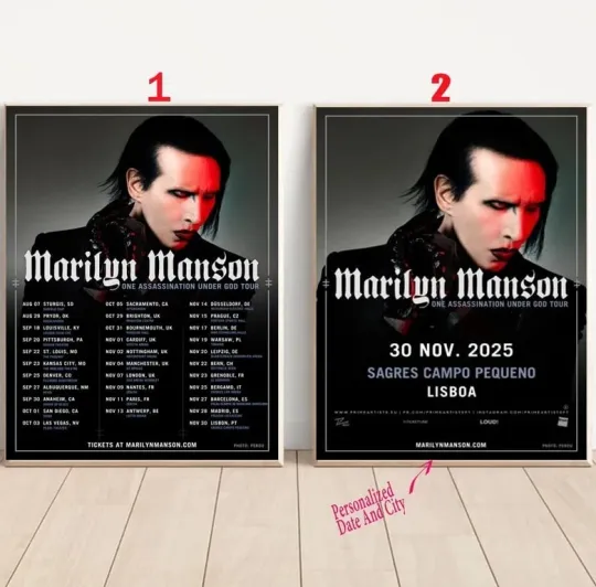 Discover Marilyn Manson's One Assassination Under God World Tour  2025 Poster
