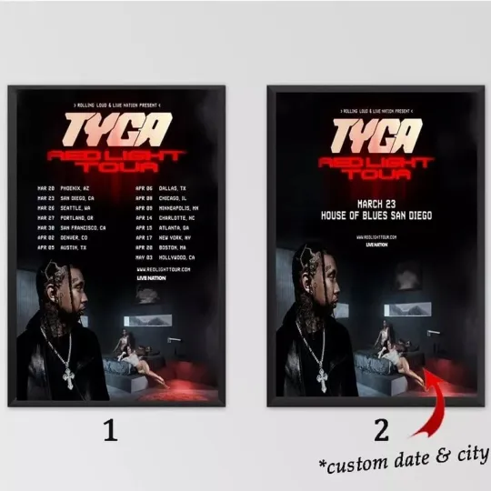 Discover Custom Poster - Tyga Red Light Tour 2025 Tour Poster