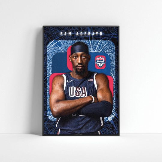 Discover Bam Adebayo Poster, Basketball Decor, Sports Home Decor, Basketball Gift