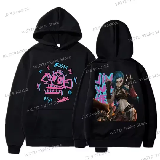 Discover Anime Arcane Jinx Graffiti Cartoon Hoodie For Fans Double Sided S-5XL