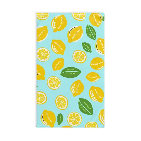 Discover Subtle F*ck Trump Lemon Hand Towel, Funny Political Home Decor