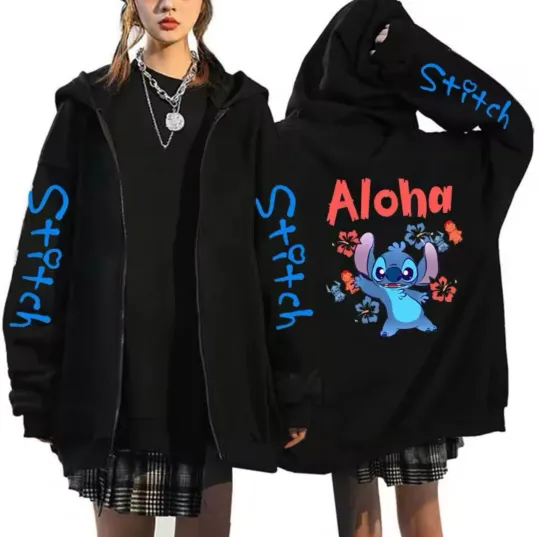 Discover Lilo Stitchh Cartoon Stich Graphic Hoodie Jacket