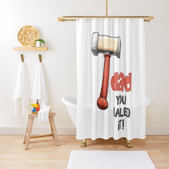 Discover Funny Comic Hammer Design for the Handyman Hero in Your Life Shower Curtain