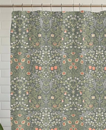 Discover William Morris Blackthorn Shower Curtain Cottagecore Victorian Botanical Forest Vintage