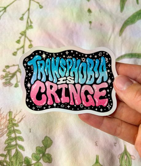 Discover Transphobia is Cringe Sparkle Sticker | Original Vinyl Glossy Sticker