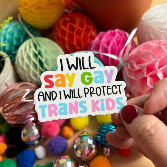 Discover Say gay and protect trans kids waterproof sticker / pride sticker / sticker for allies