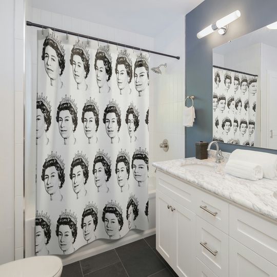 Discover Pop Art Shower Curtain - Queen Elizabeth II, Funky Showercurtain, Funny Home Decor