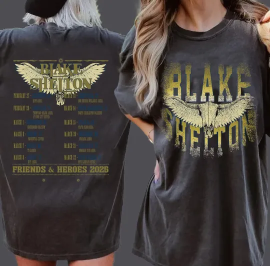 Discover Blake Shelton Friends and Heroes Tour 2025 Shirt
