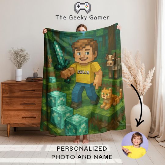 Discover Custom Portrait And Name Gamer Blanket