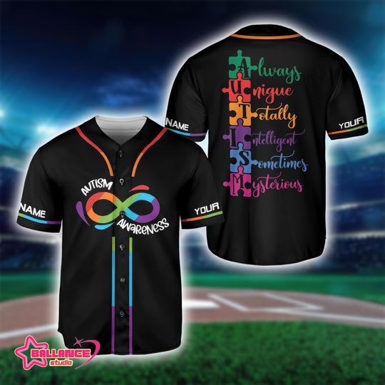 Discover Personalized Autism Baseball Jersey, Unique Team Spirit Apparel for All Ages, Ideal for Autism Support Birthdays