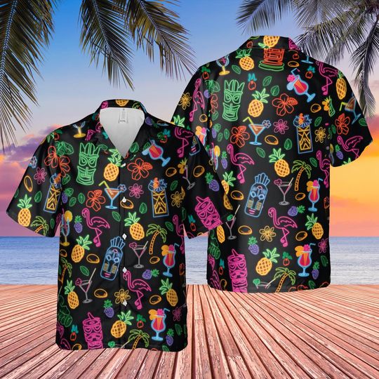 Discover Neon Tiki Hawaiian Shirt